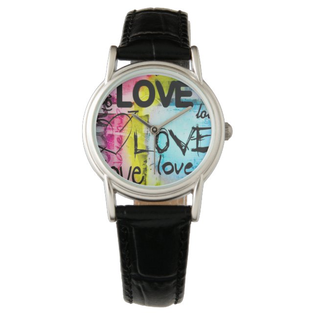 Montre Abstract Colorful Modern Graffiti Love  (devant)
