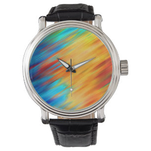 Montre Abstrait bleu orange coloré