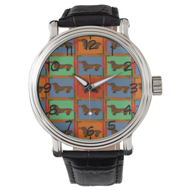 Montre Abstrait Dachshund Carrelé (devant)