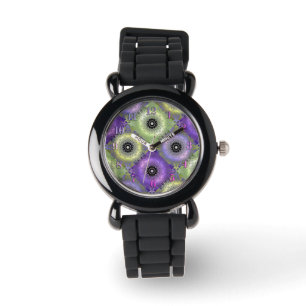 Montre Abstrait dégradé vert pourpre violet cir