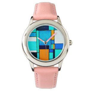 Montre Abstrait Géométrique Moderne Bleu orange