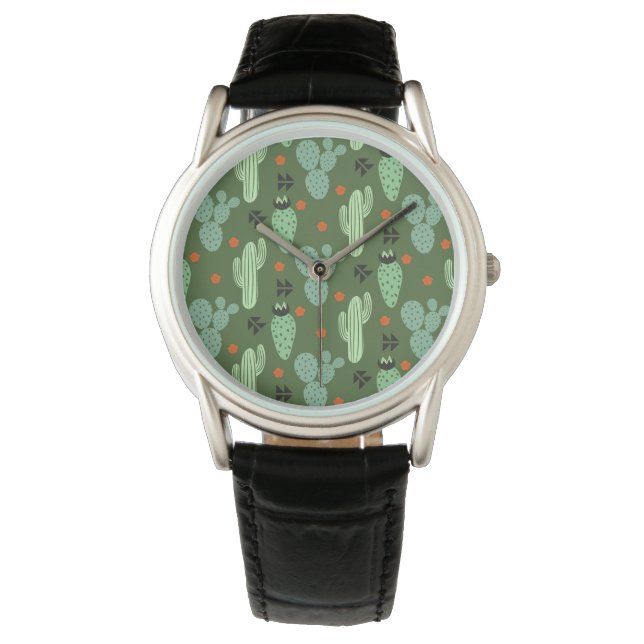 Montre Abstrait Hipster Cactus Motif du désert (devant)