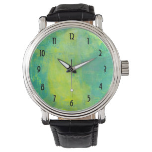 Montre Abstrait lumineux et vif en vert et jaune