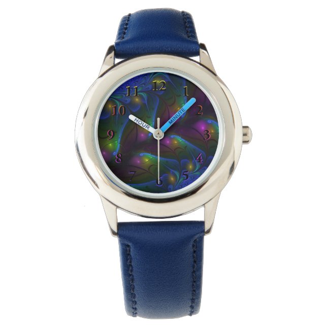 Montre Abstrait Moderne Trippy Fractal Lumineux Coloré (devant)