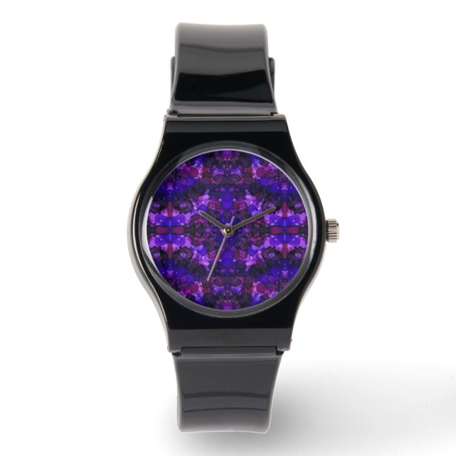 Montre Abstrait Violet Mystique à l'encre d'alcool (Recto)