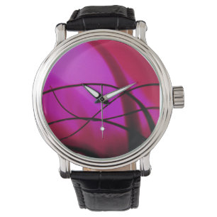 Montre Abstraite brillante rose et noire