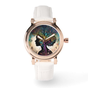 Montre Abstraite Dame Mère Nature Arbres Et Fleurs,