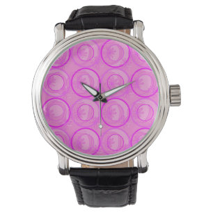 Montre Accent Cercles Fleurs Arrière - plans rose Anniver