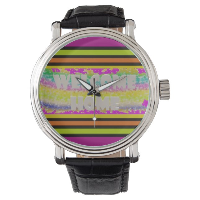 Montre accueil accueil design violet vert rouge bordé tri (devant)