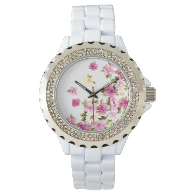 Montre Adorable Fleurs florantes Filles Colorées (devant)