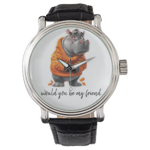 Montre Adorable Hippo Art Prints Parfait pour Amoureux de