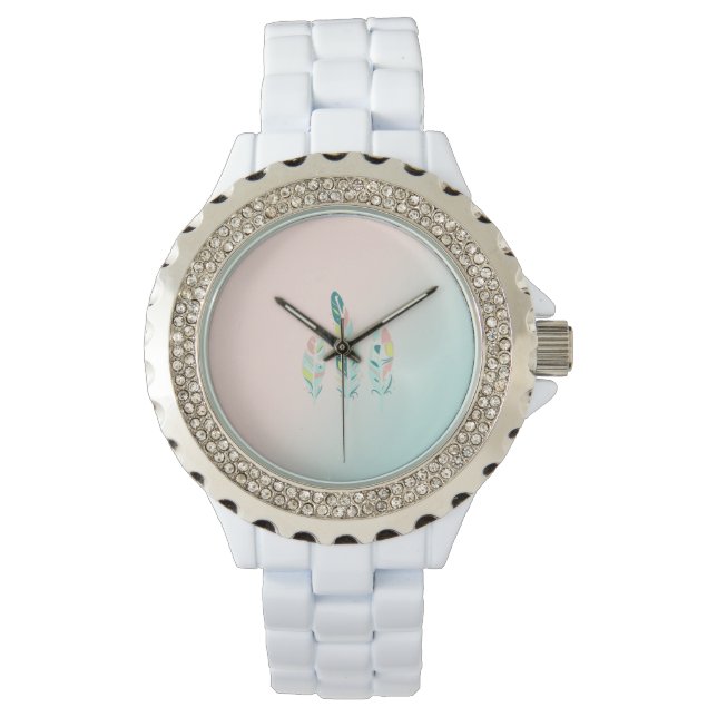 Montre Adorable mignonne Fille Plumes modernes (devant)