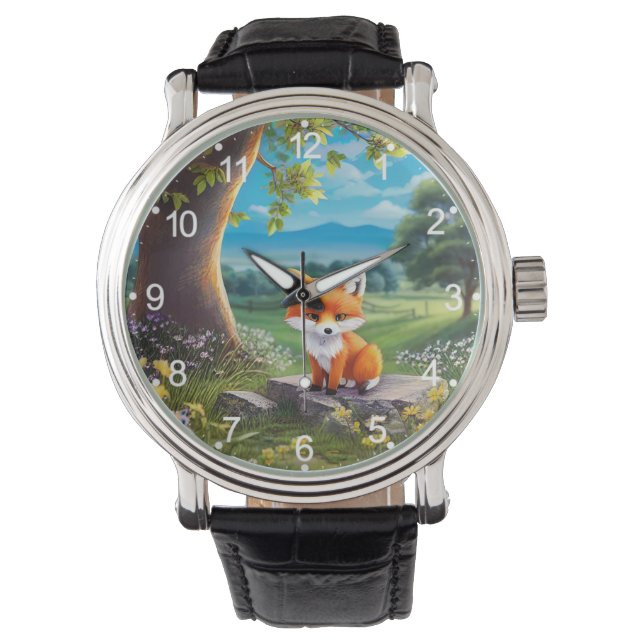 Montre Adorable Renard assis sous l'arbre (devant)