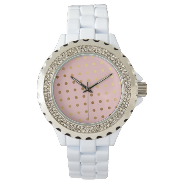 Montre Adorables Faux Gold Points Fleuri (devant)