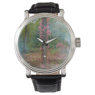 Montre Affiche d'ambiance forestière horloge ronde