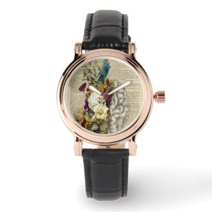 Montre affiche d'anatomie du cerveau floral médical