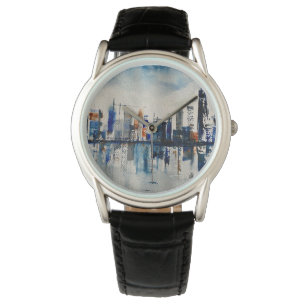 Montre Affiche de peinture abstraite de la skyline de la