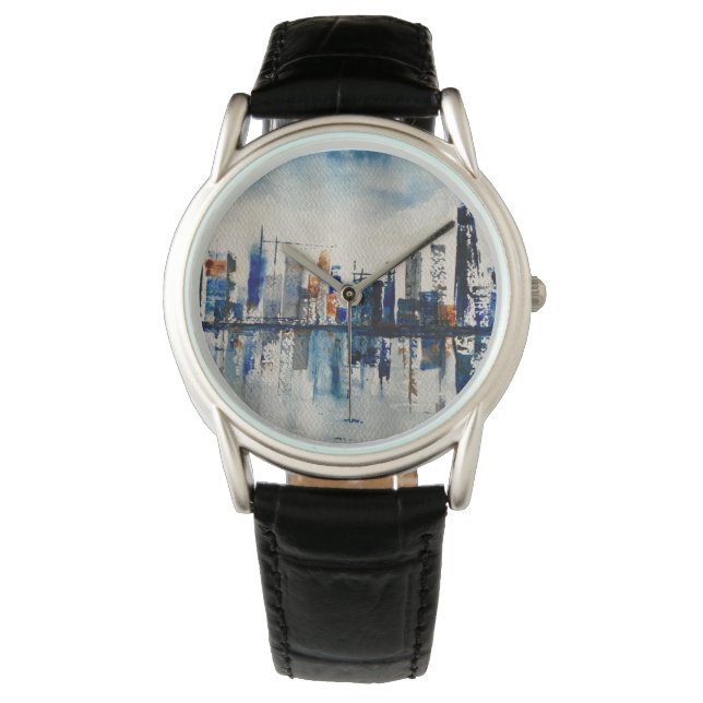Montre Affiche de peinture abstraite de la skyline de la  (devant)