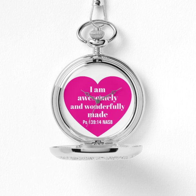 Montre Affirmation de verset biblique positif Cœur rose m (Recto)
