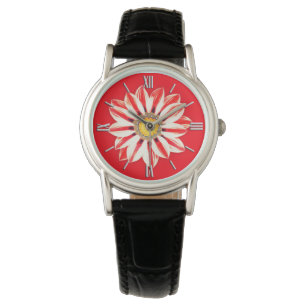Montre Afrique / Gazania - Rouge et blanc rayé