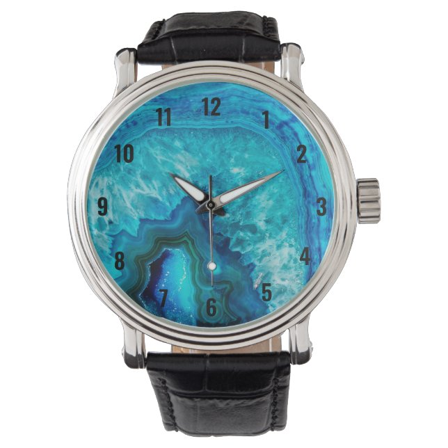 Montre Agate moderne en marbre bleu (devant)