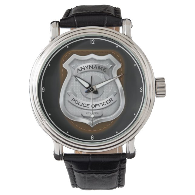 Montre Agent de police personnalisé Sheriff Cop NAME Badg (devant)
