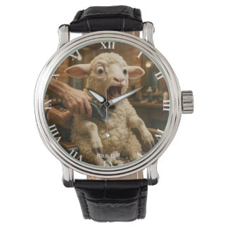 Montre Agneau mignon de fantaisie effrayé rasage