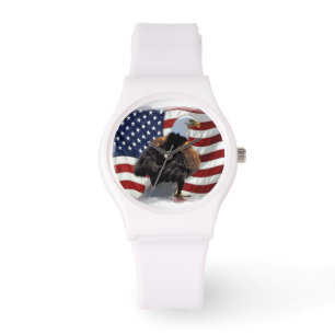 Montre Aigle et drapeau américain pour le patriote