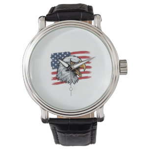 Montre Aigle Patriotique Drapeau Vintage Vector Design_1