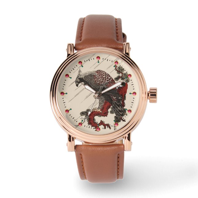 Montre AigLE SUR LA BRANCHE À PINS DANS LA PLUIE Ukiyoe (Recto)