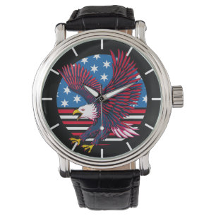 Montre Aigle volant et drapeau américain