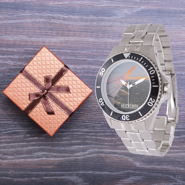 Montre aile d'avion photo du lever du soleil, personnalis (Créateur téléchargé)