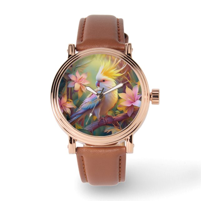 Montre Aile Iridescente Cockatiel Imaginaire Oiseau (Recto)