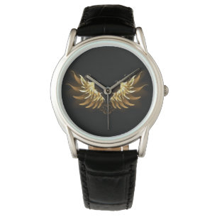 Montre Ailes d'Ange d'or sur arrière - plan noir