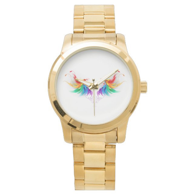 Montre Ailes fluffy arc-en-ciel (devant)