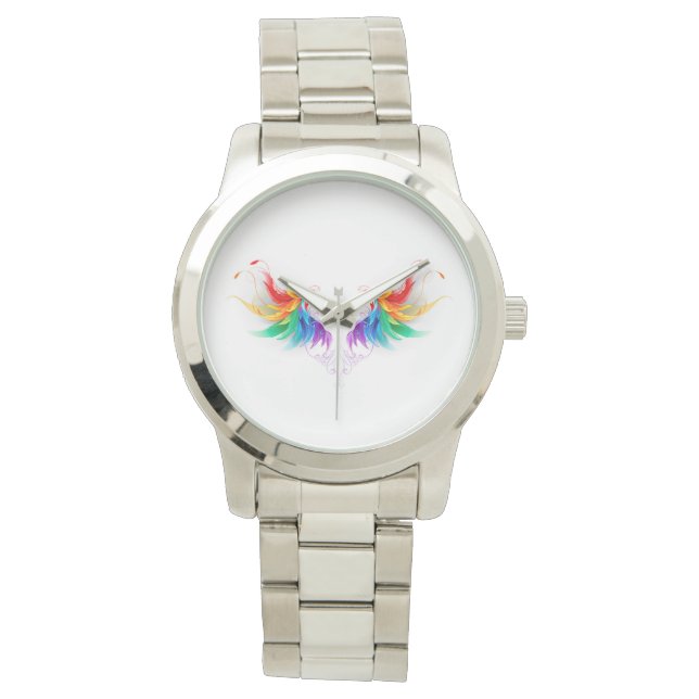 Montre Ailes fluffy arc-en-ciel (devant)