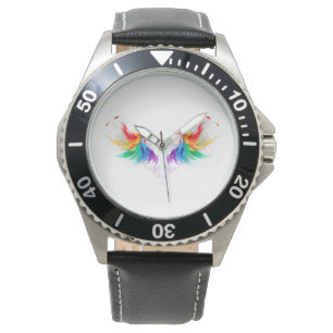 Montre Ailes fluffy arc-en-ciel