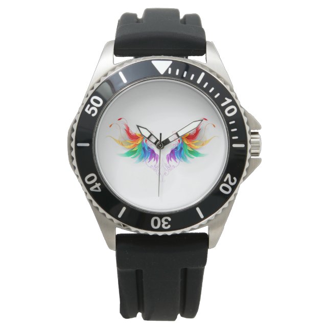 Montre Ailes fluffy arc-en-ciel (devant)