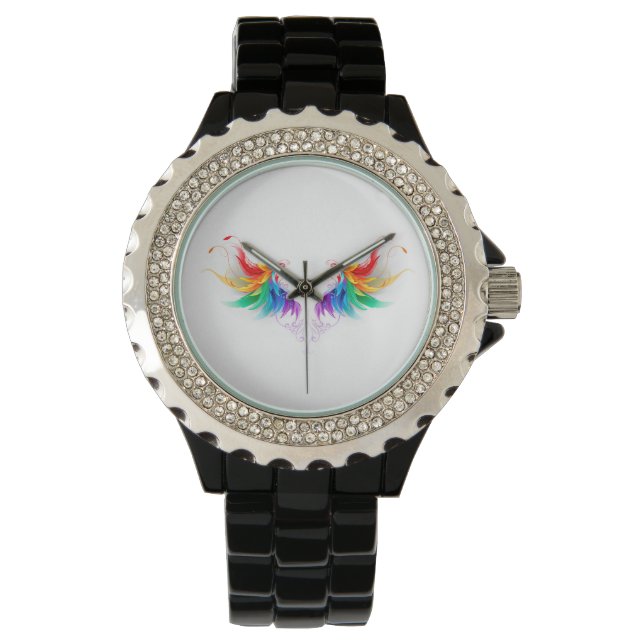 Montre Ailes fluffy arc-en-ciel (devant)