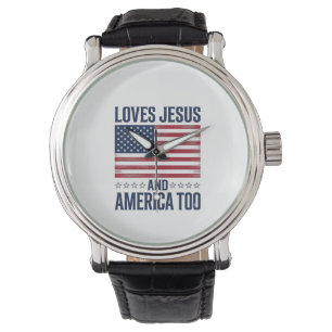 Montre Aime Jésus et l'Amérique aussi T-shirt chrétien pa