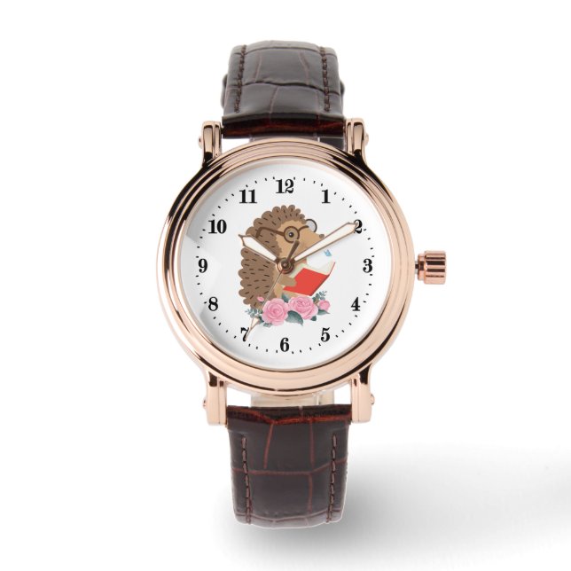 Montre aimer de lecture mignonne hérisson (Recto)