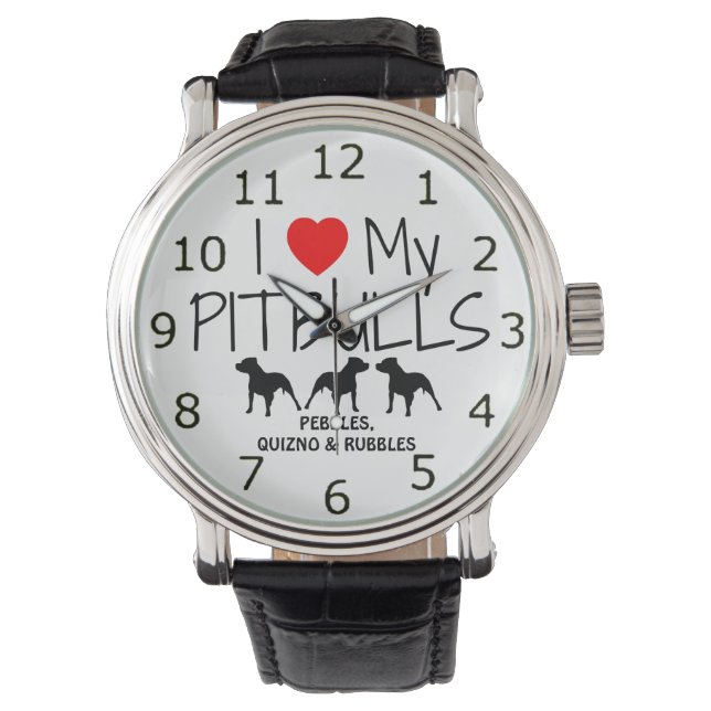 Montre Aimez mes TROIS Pitbulls (devant)