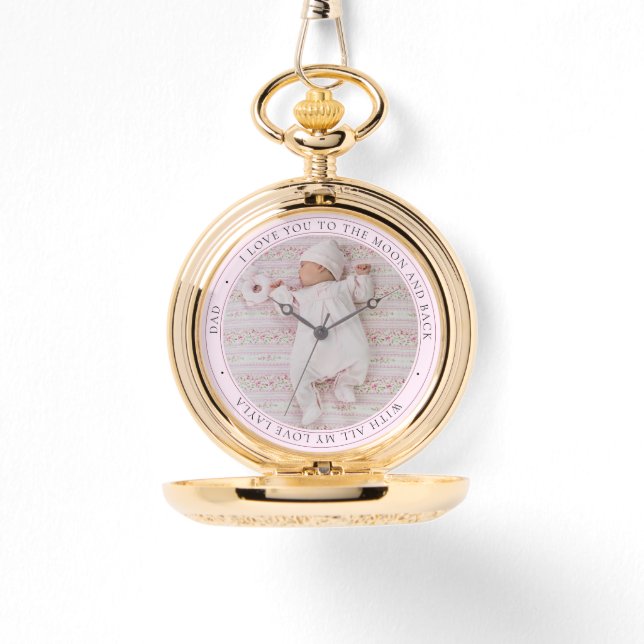 Montre Aimez-vous papa Photo personnalisée Fille rose Poc (Recto)