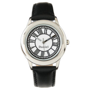 Montre Ajouter Boys Nom Black Personnalisé Enfants Regard