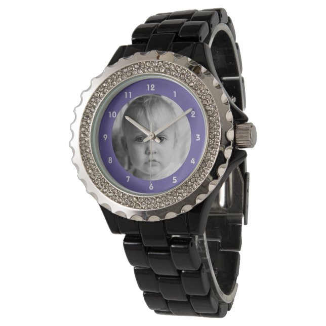 Montre Ajouter une photo pour maman ou grand-mère pourpre (Incliné)