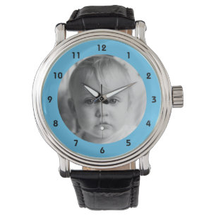 Montre Ajouter votre photo memento pour Papa bleu