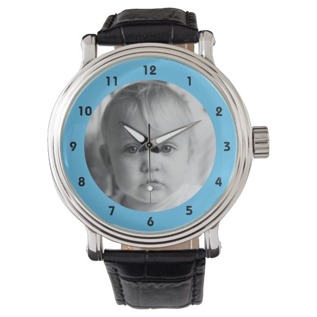 Montre Ajouter votre photo memento pour Papa bleu (devant)