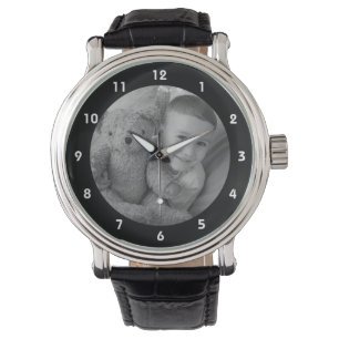 Montre Ajouter votre photo memento pour Papa noir