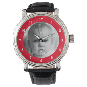 Montre Ajouter votre photo-souvenir pour papa rouge