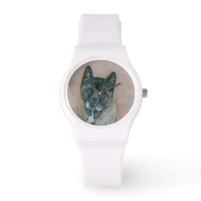 Montre akita japonaise avec portrait de chien à visage no (Recto)